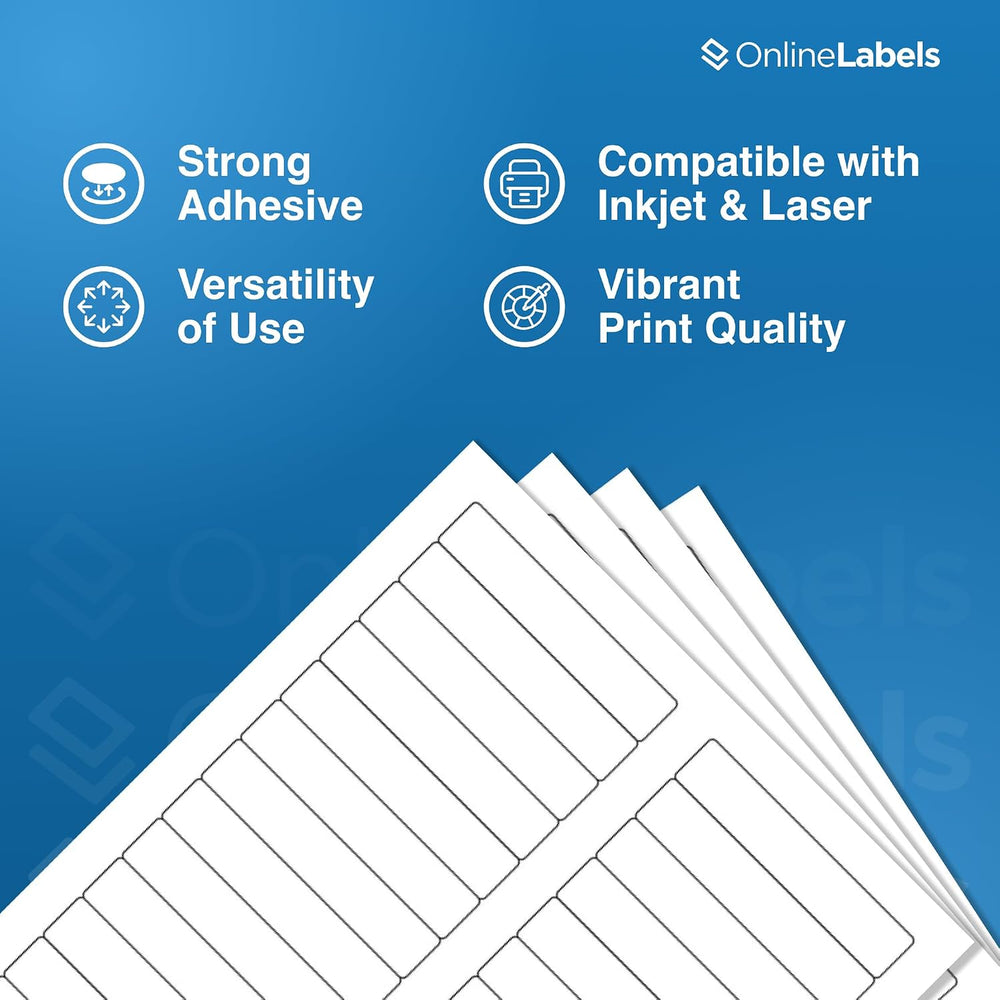 OnlineLabels 3.4375" x 0.669" File Folder Labels - White Matte - 10...