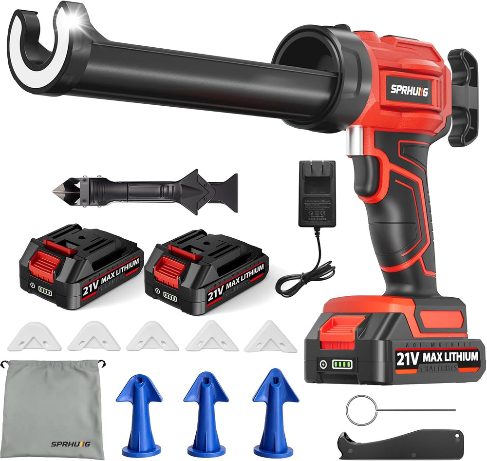 Cordless Electric Caulking Gun Automatic Battery Powered Caulk Gun with 21V 2...