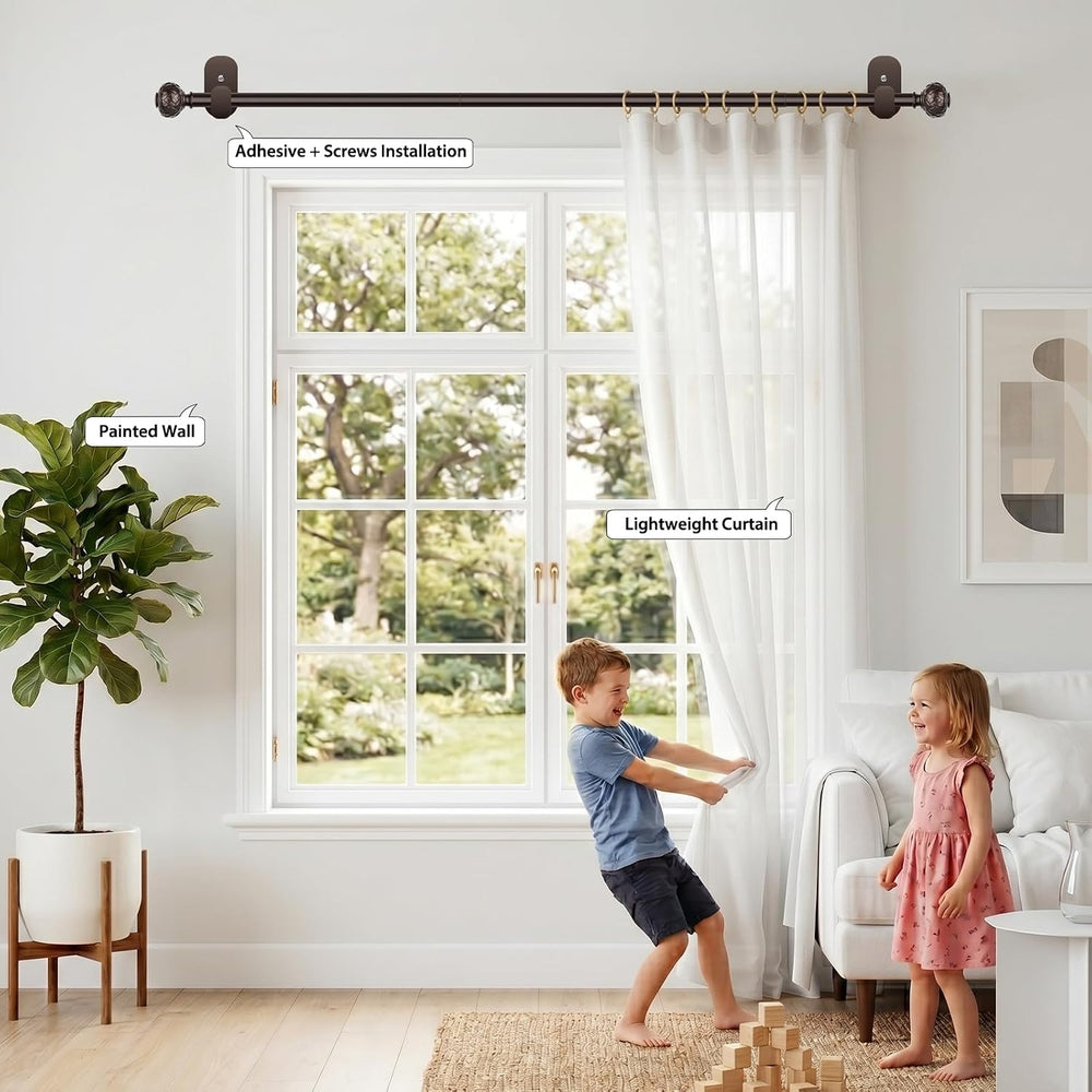 Curtain Rods No Drilling for Windows, 32-58 In, Bronze, 2 Pack
