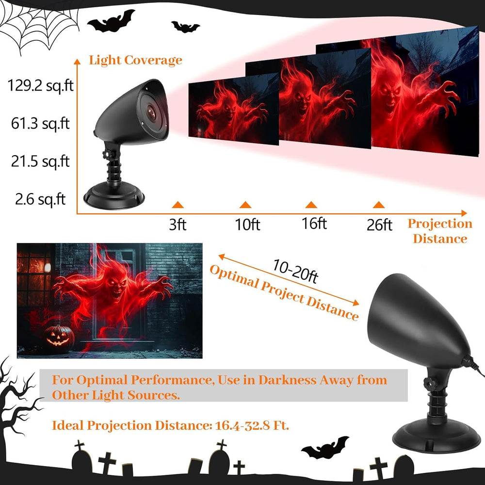 Halloween Projector Lights Outdoor,3D Dynamic Ghost Projector Light