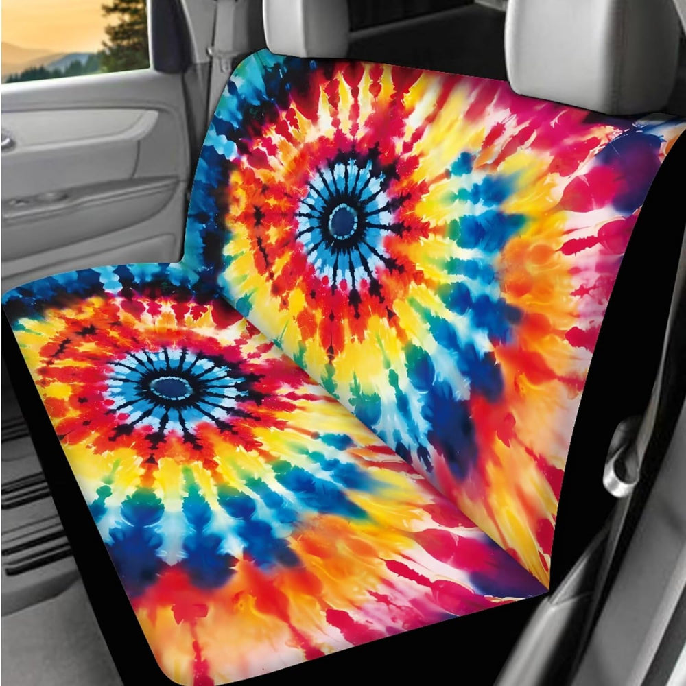 Tie Dye Car Seat Cover Set 13 Pcs Hippie Tie Dye Print Car Interior Accessori...