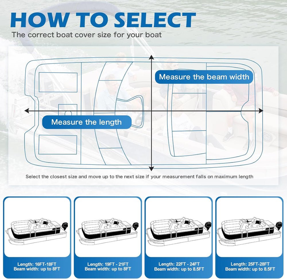 Solim 25-28FT Pontoon Boat Cover, 1200D Heavy Duty Waterproof, UV Resistant