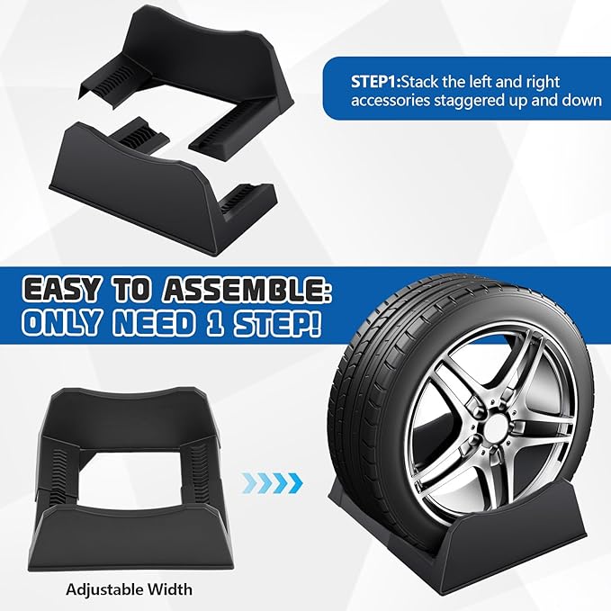 2 Pcs Car Tire Display Stand Wheel Display Rack Adjustable Width Rim Storage