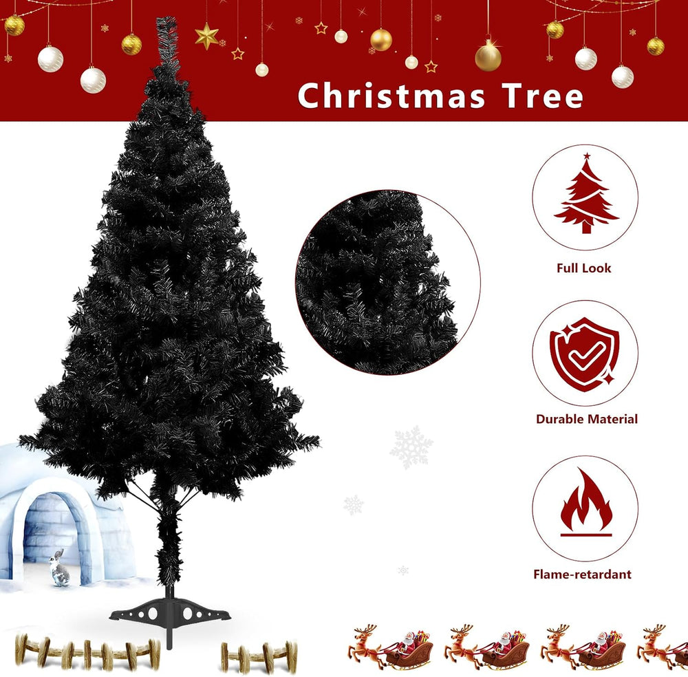 5ft Halloween Black Christmas Tree for Home, Office, Party Decoration, Artifi...