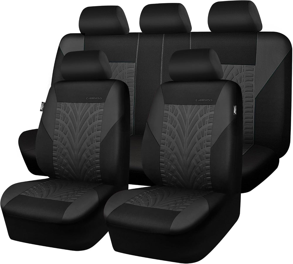 CAR PASS Car Seat Covers Full Sets, Front & Split Rear Bench for Car, 3D ...
