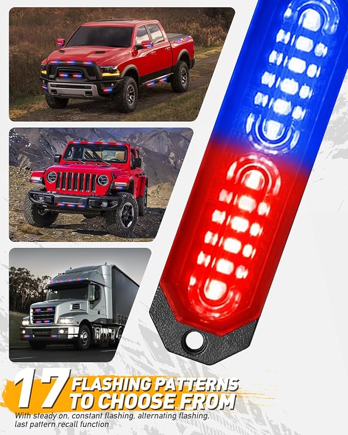 HLauto 1200T Emergency Strobe Grille Lights: 8pcs 12 LED Sync Feature Safety