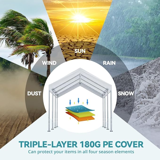 Rutile 12'x20' Carport Replacement Top Canopy Cover