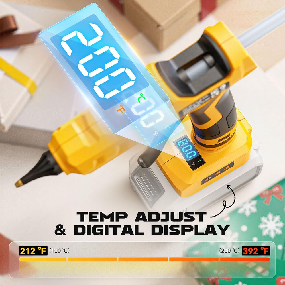 Cordless Hot Glue Gun Digital 100-200°C Temperature Adjustable