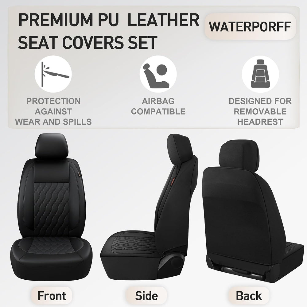 Faux Leather Car Seat Covers Full Set,Luxury and Comfortable Covers for Cars,...