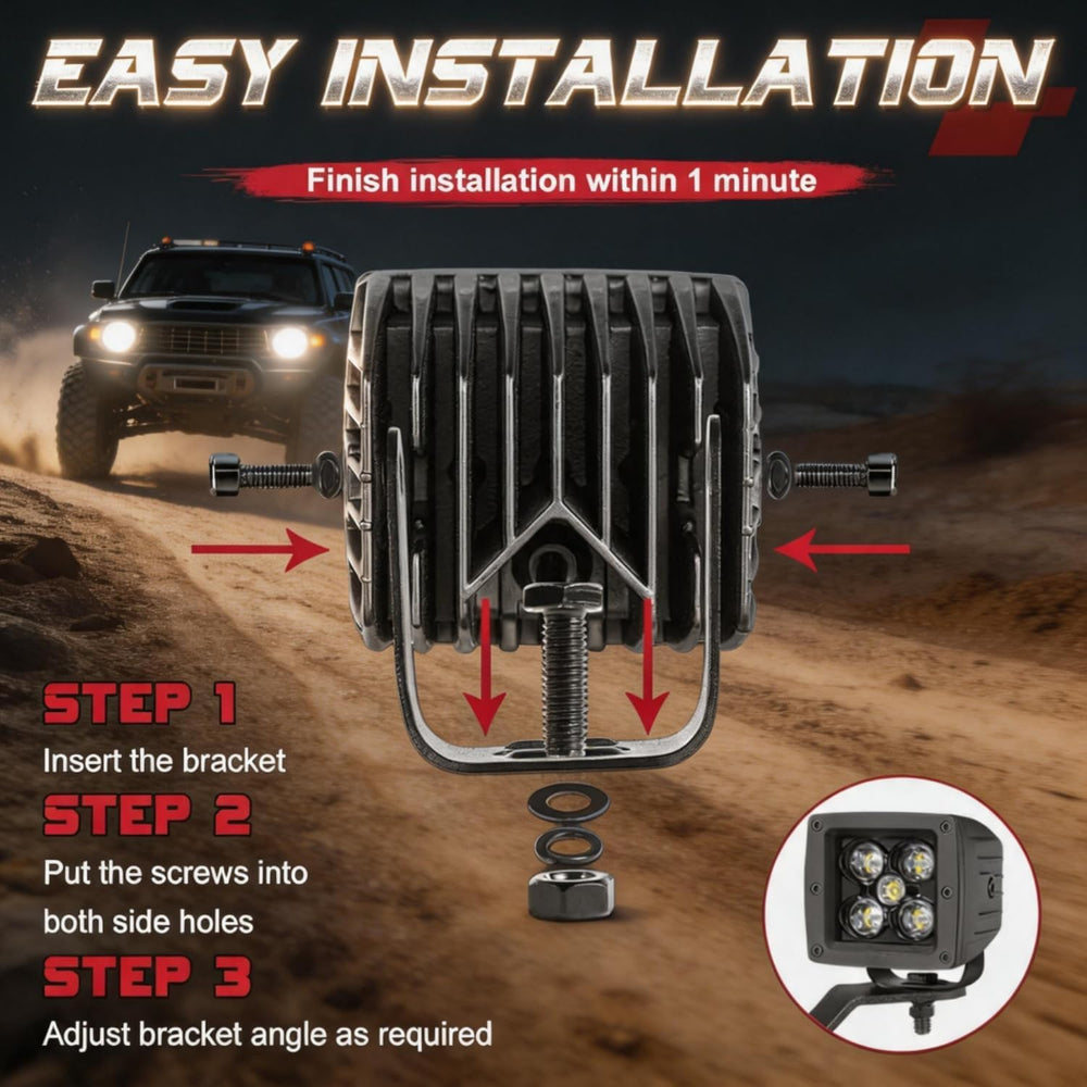 3 Inch LED Pod Lights, 2-Pack 100W CREE LED Cubes Offroad Ditch Lights