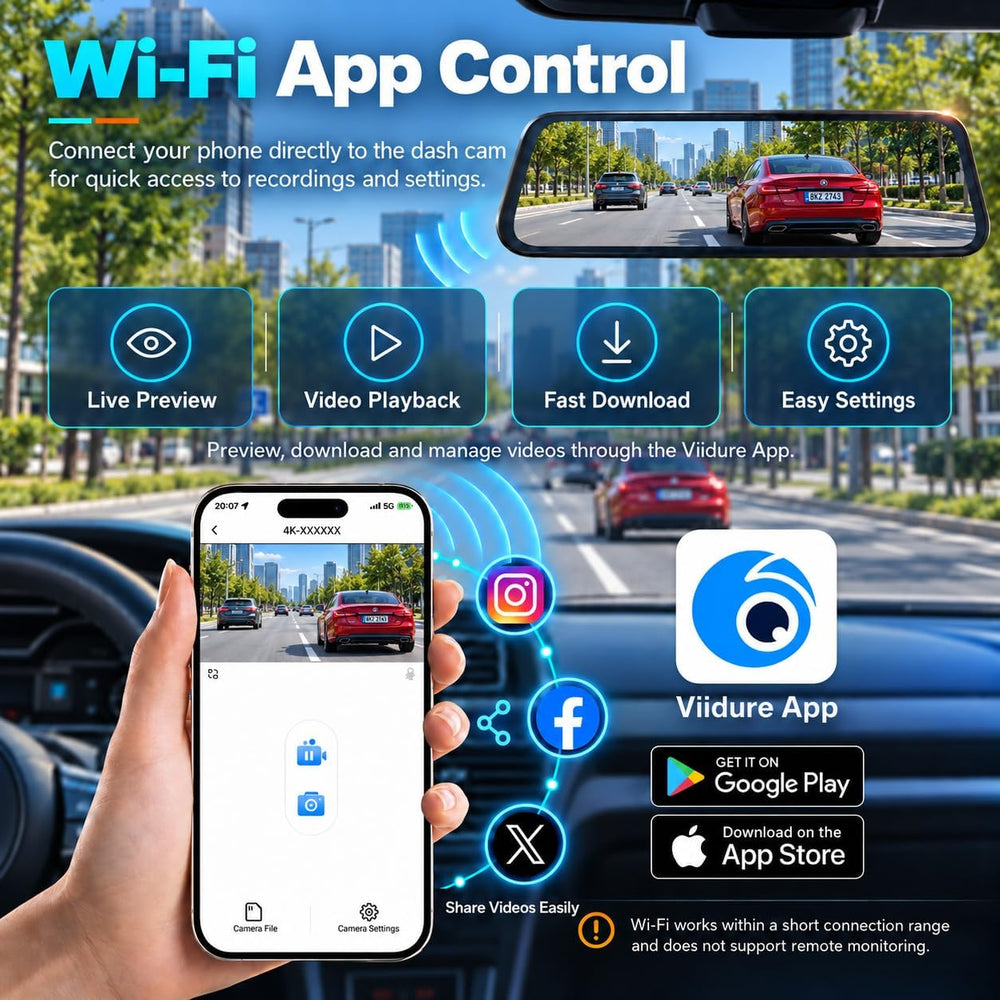 4K+2.5K Rear View Mirror Dual Dash Cam, Voice Control Night Vision WiFi GPS