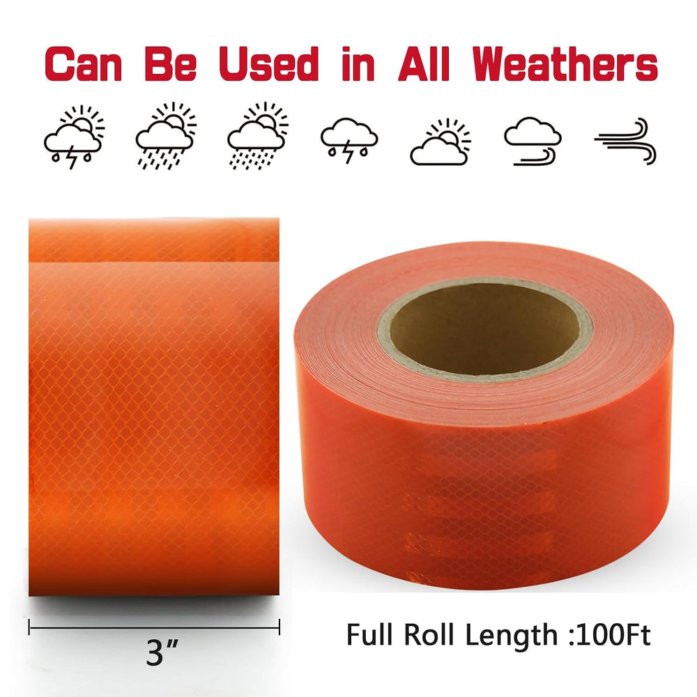 100ft Reflective Tape, Waterproof High Visibility Warning Safety Adhesive Tap...