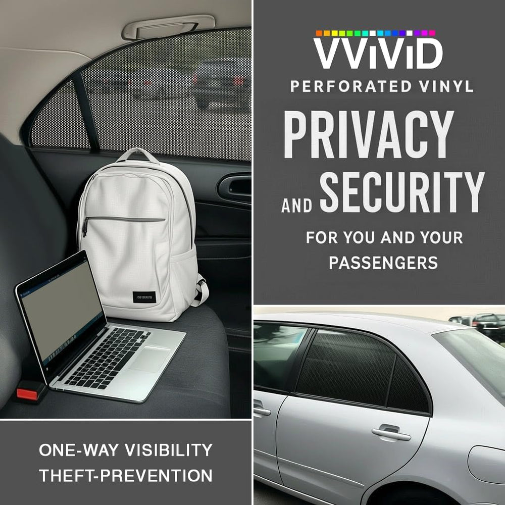 VViViD One-Way Perforated Black Vinyl Privacy Window Film Adhesive Glass Wrap...