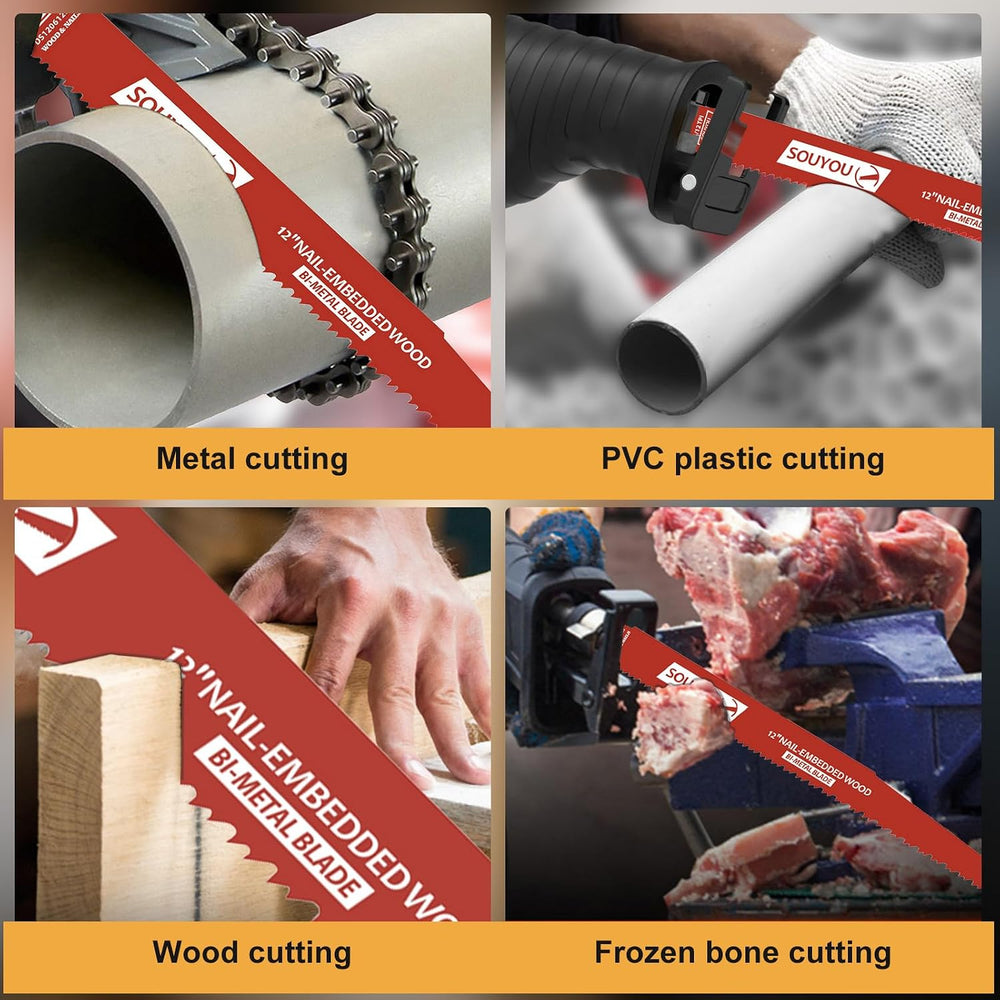 25 Pack 12 Inch 6/12 Tpi Reciprocating Saw Blades Bi-Metal with Perma-Shield ...