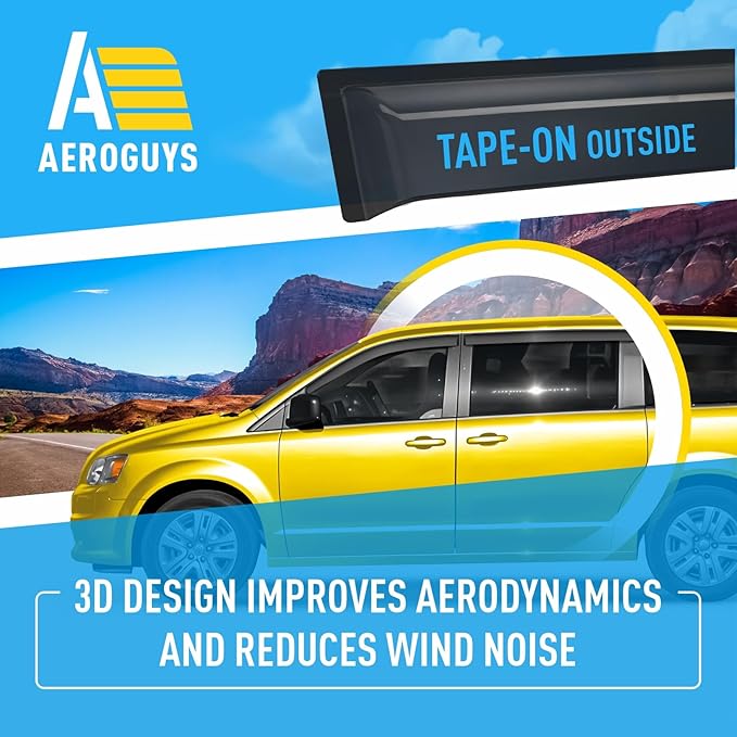 Extra Durable Window Deflectors Tape-On Window Visors Rain Guards Fit (4pcs)