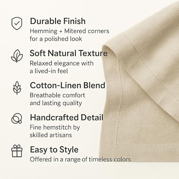 Black Table Runner 90 Inch–Cotton Linen Hemstitch Farmhouse Table Runner 14x9...