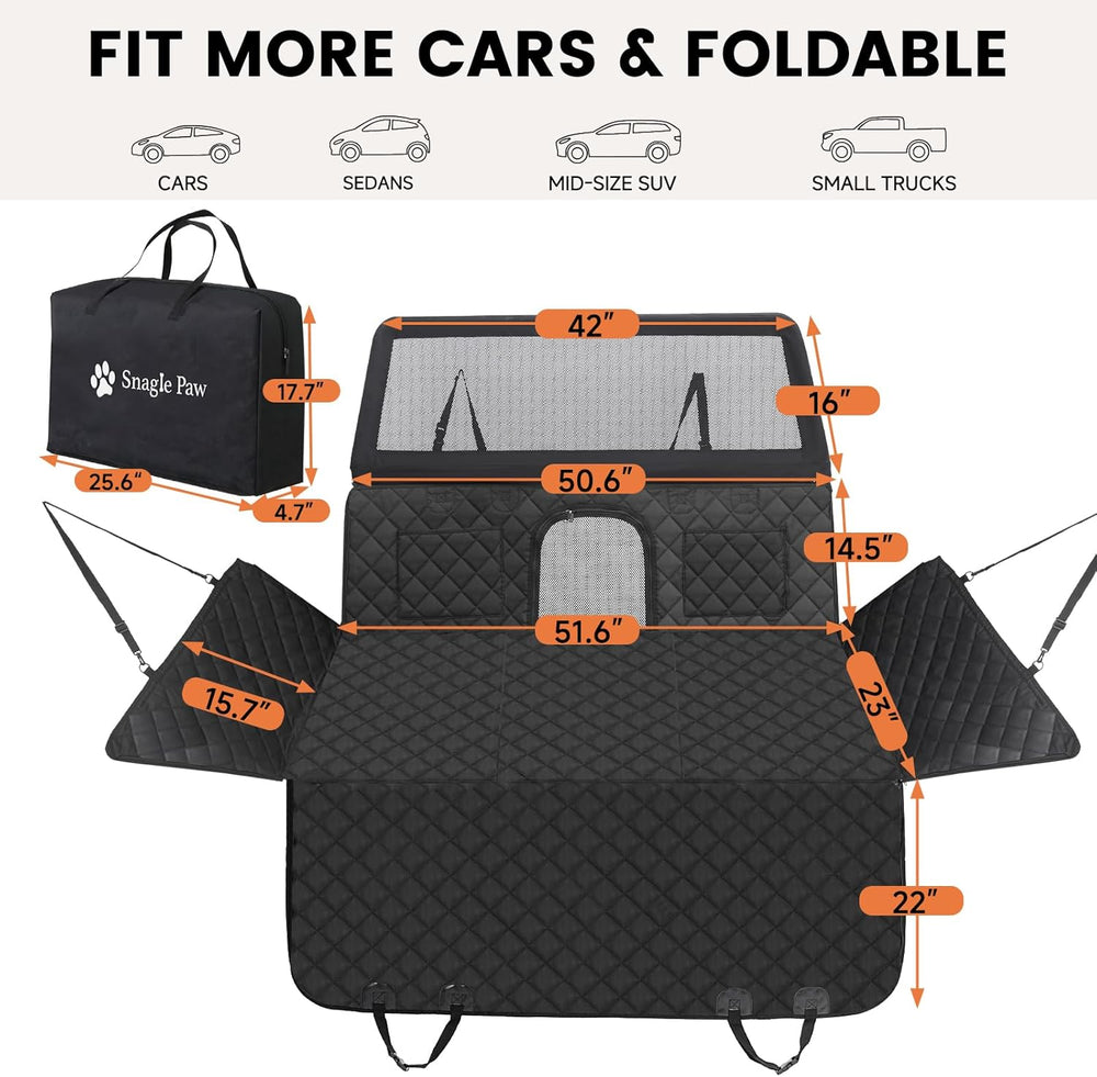 Dog Car Seat Cover & Back Seat Extender,31"Super High Pet Barrier wi...