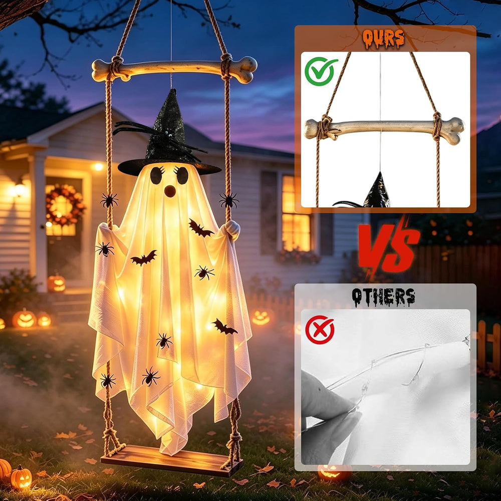 Halloween Decorations Outdoor,Large Hanging Swing Ghost Halloween Decor