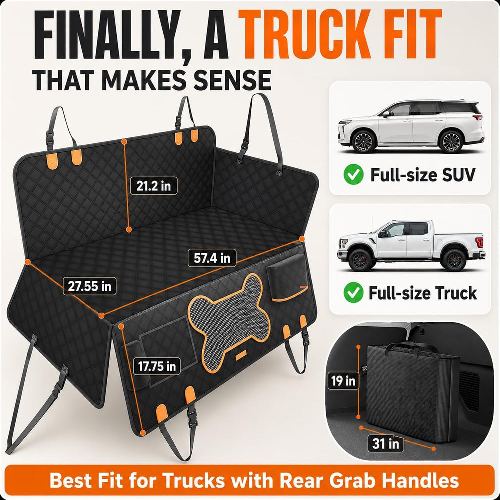 Dog Car Seat Cover for Back Seat Hard Bottom,Truck Rear Seat Extender