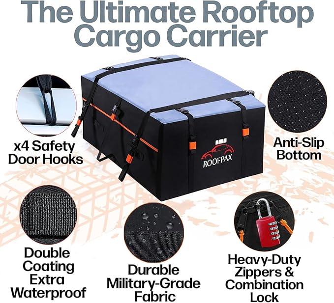 RoofPax Expandable 15/19 cft. Car Rooftop Cargo Carrier Bag Waterproof Storage