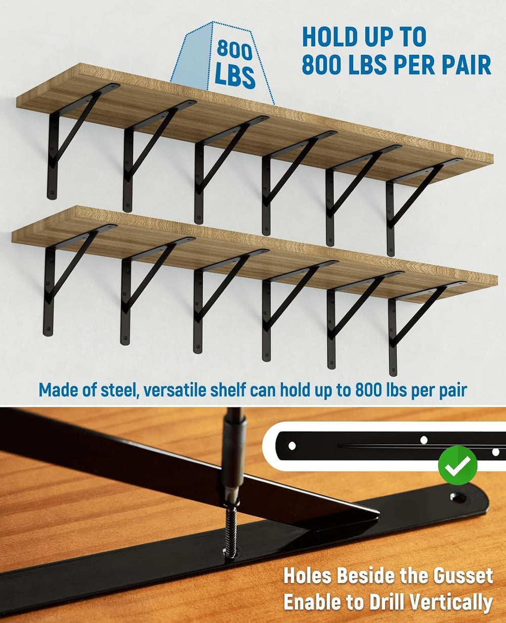 8-Pack 11 Inch Heavy Duty Shelf Brackets, Large Floating Shelf Bracket