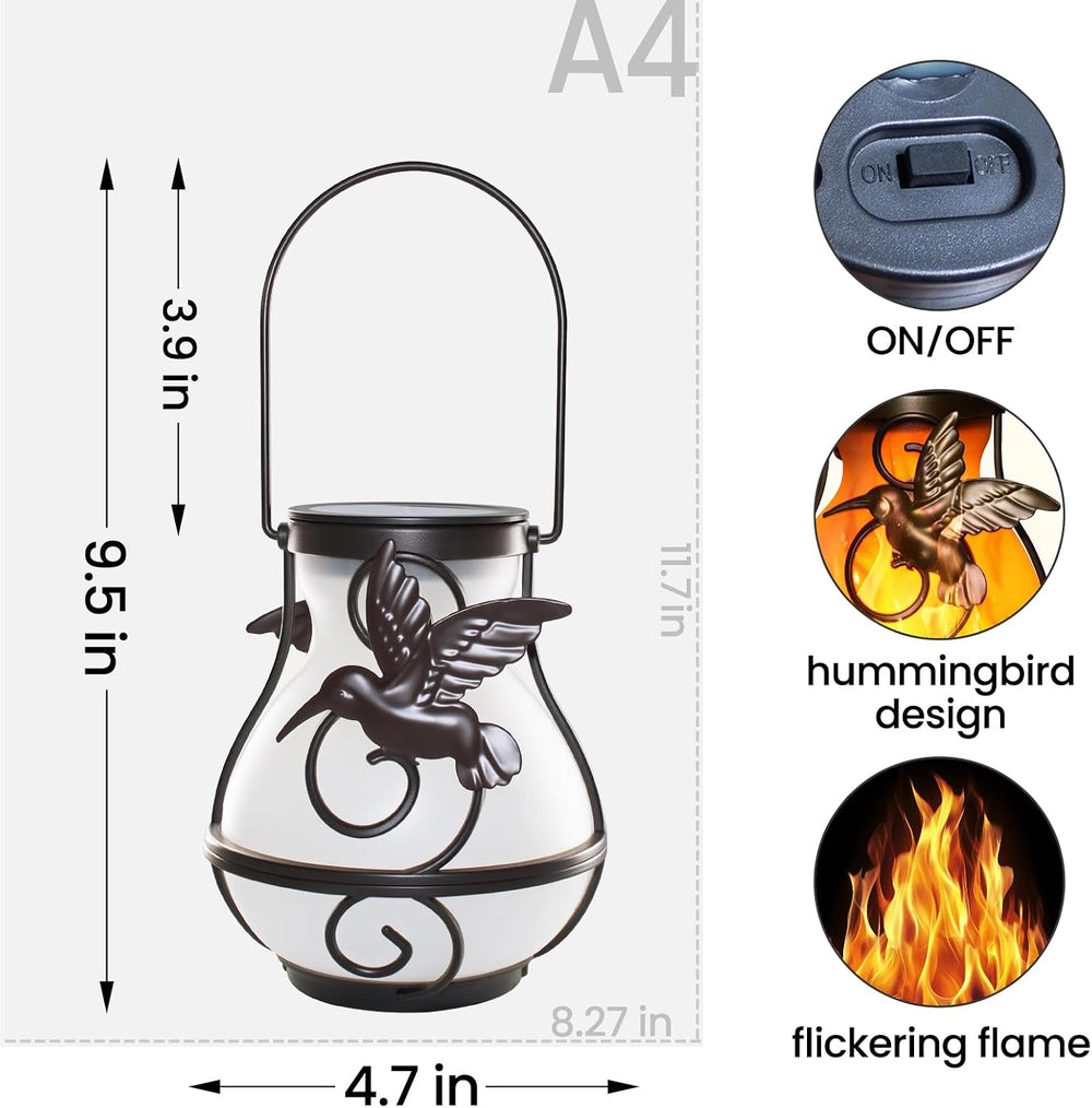 2 Pack Solar Lanterns Outdoor Waterproof, Plastic Flickering Flame Lights wit...