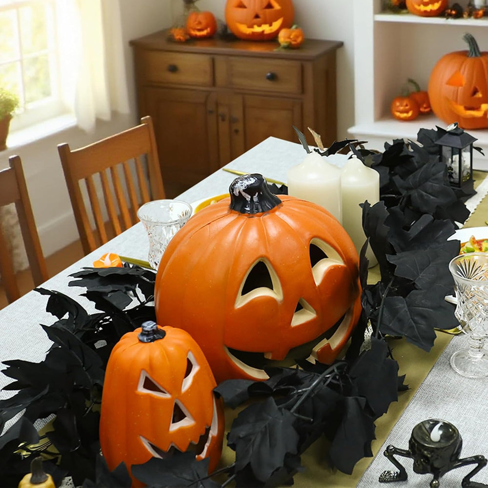 Joyhalo 8 Pack 5.7FT Halloween Garland Black Leaf Garland for Mantle, Artific...