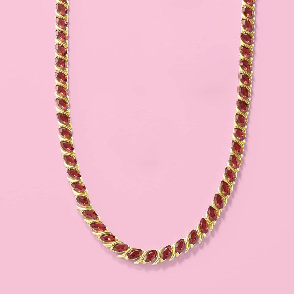 Ross-Simons 20.00 ct. t.w. Garnet Tennis Necklace in 18kt Yellow Gold Over St...