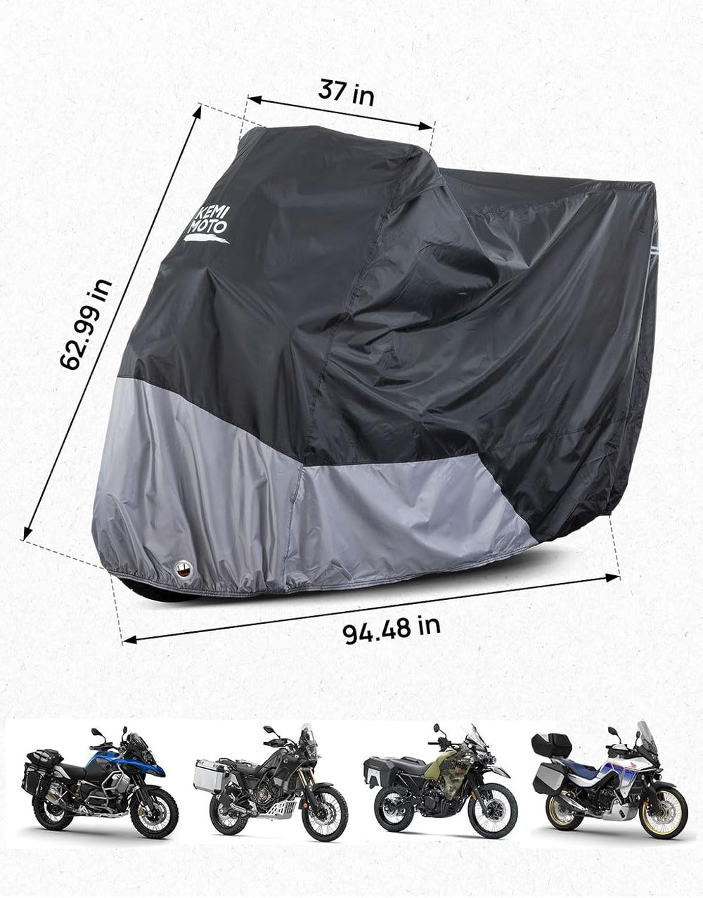 KEMIMOTO 420D Heavy Duty Waterproof Motorcycle Cover Side Top Box Fit Adventu...