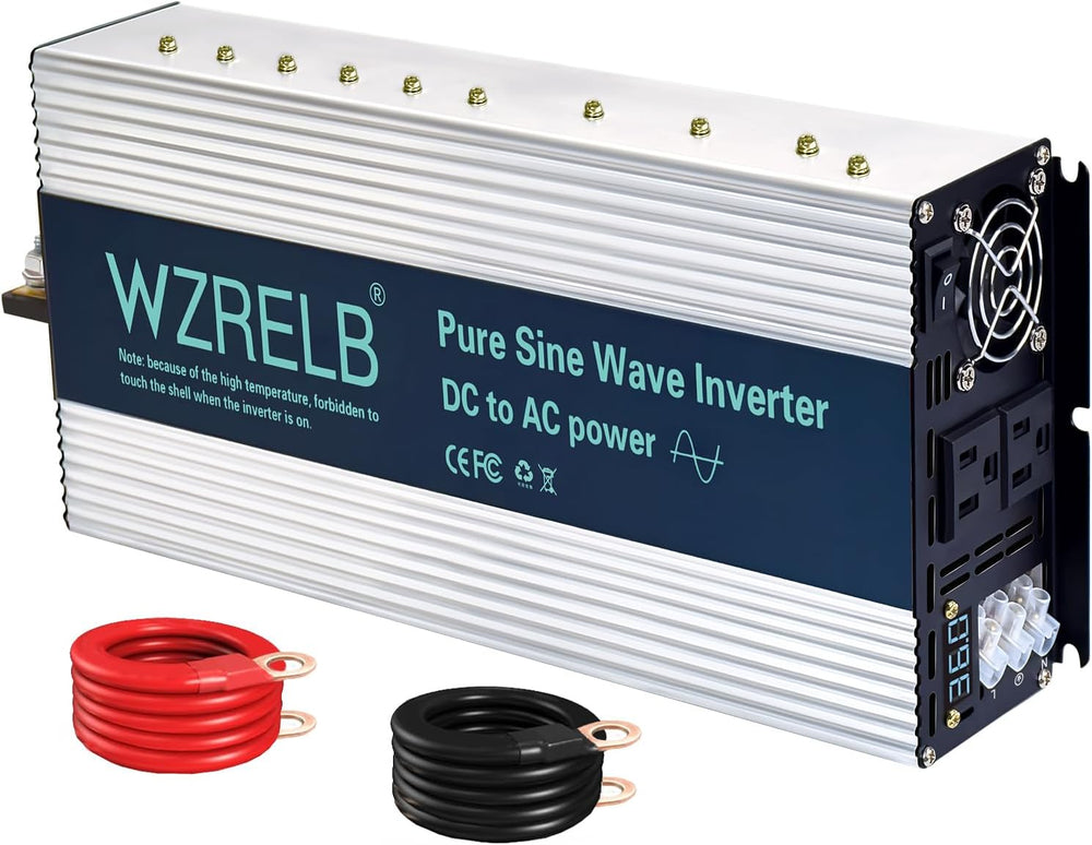 WZRELB 3500W Pure Sine Wave Inverter, Car Power Inverter 36V DC to 110V 120V AC
