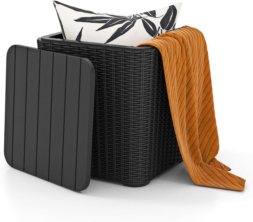 Tangkula 11.5 Gallon Water-proof Deck Box with Removable Lid, Black