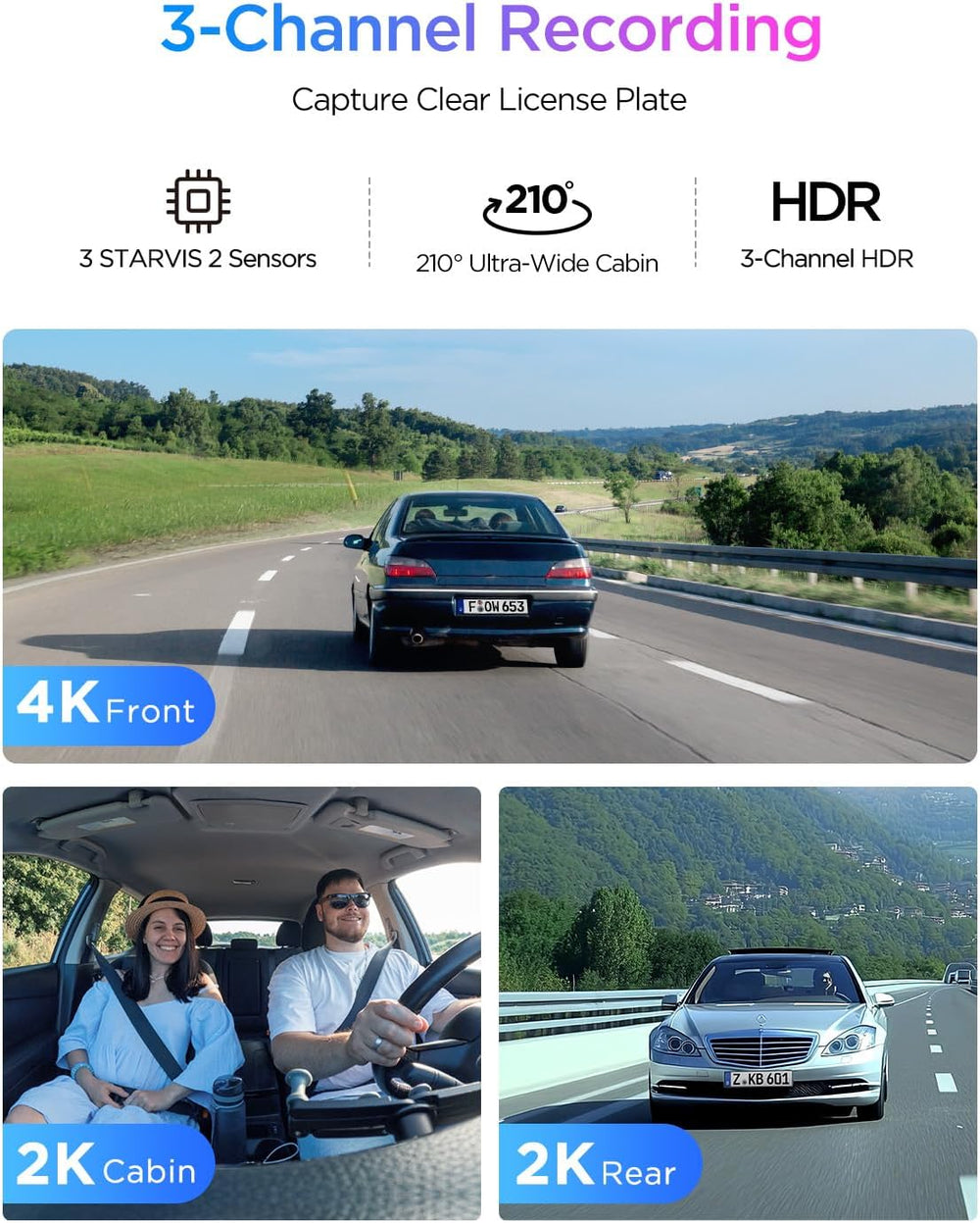 VIOFO A329S 4K+2K+2K Dash Cam Front Cabin and Rear, STARVIS 2 HDR, Wi-Fi 6