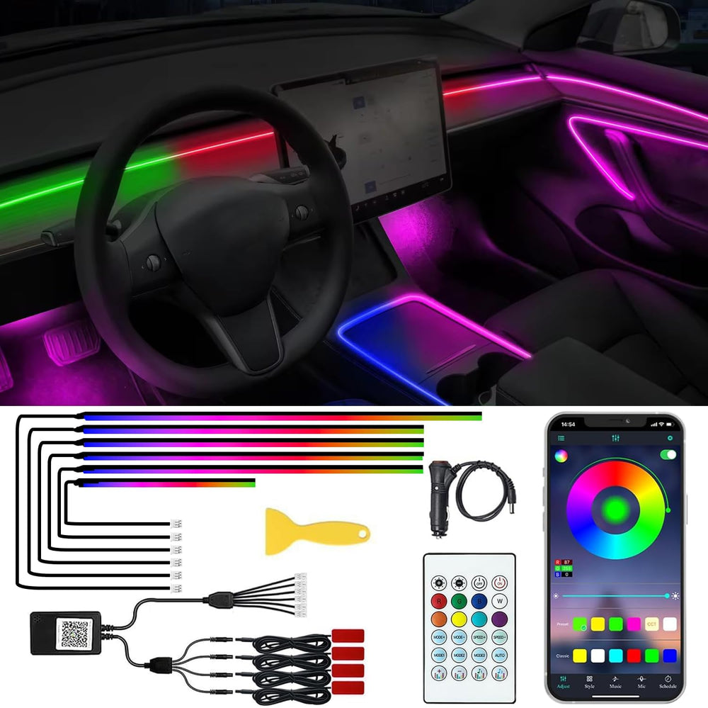 Acrylic Interior Car LED Lights with Remote and Wireless APP 10 in 1,Ambient ...