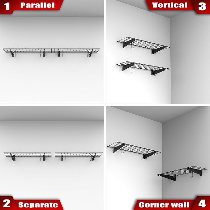 WALMANN 2 Pack Garage Wall Mount Shelves, 45x15 inch Wall Mounted Storage