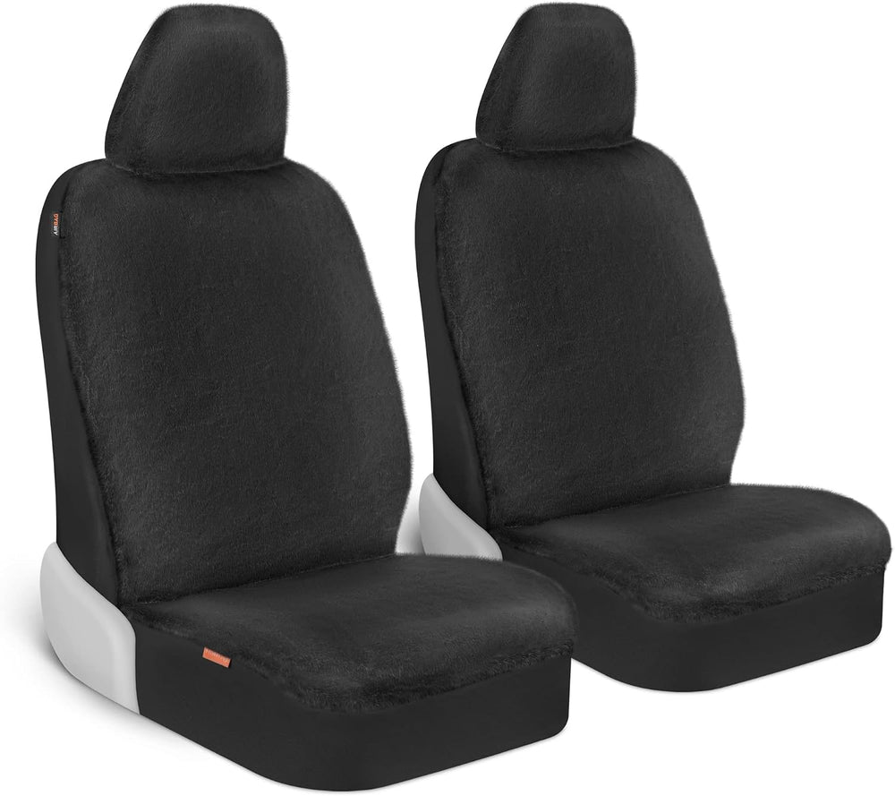 Carbella Sheepskin Car Seat Covers, 2-Pack Faux Fur, Front Seats Only, Cute A...