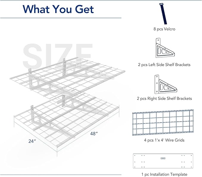 FLEXIMOUNTS 2-Pack 2x4ft 24-inch-by-48-inch Wall Shelf Garage Storage Rack Wall
