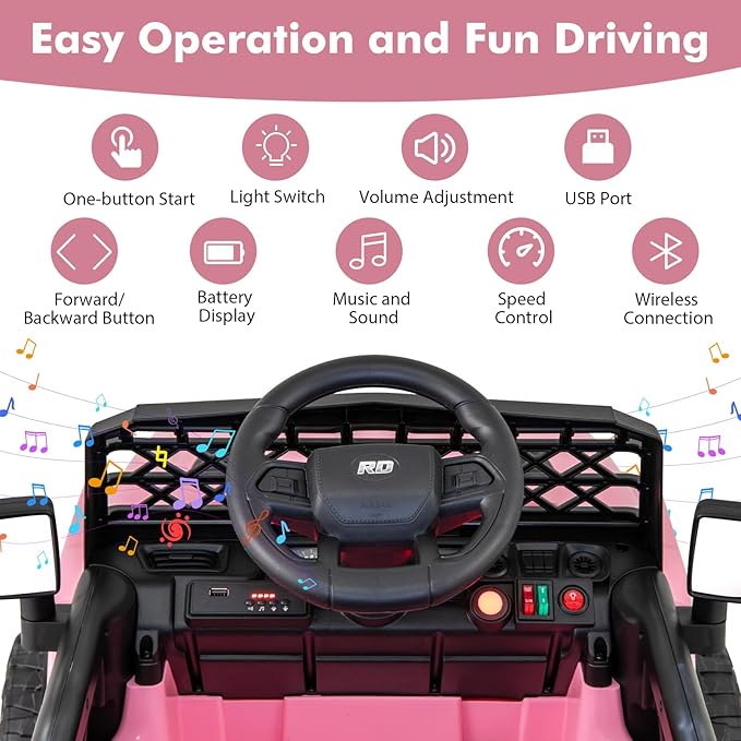 Costzon Kids Ride On Truck, 12V Battery Powered Electric Vehicles w/Remote