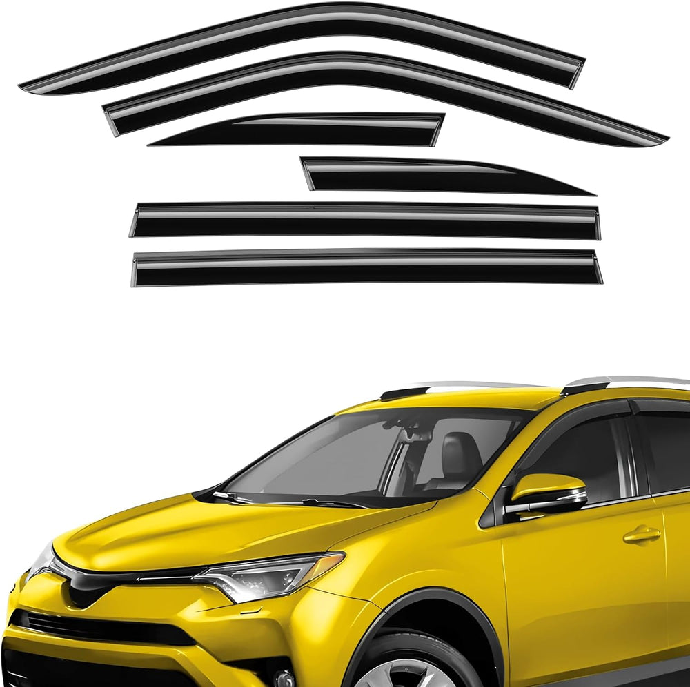 Extra Durable Window Deflectors Tape-On Window Visors Rain Guards Fit (6pcs)