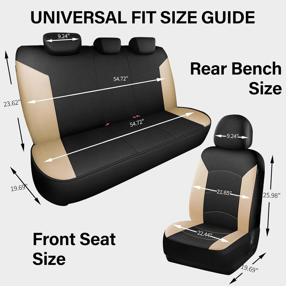 HChengkikz Front Car Seat Cover, Neoprene, Waterproof (Black + Beige)