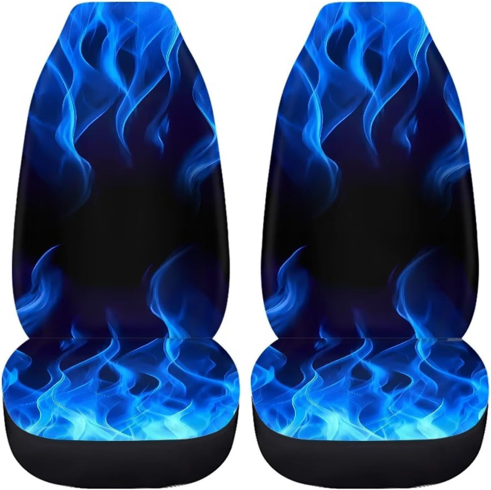 Car Seat Covers Full Set for Women Blue Fire Front Back Seat Protector Cover ...