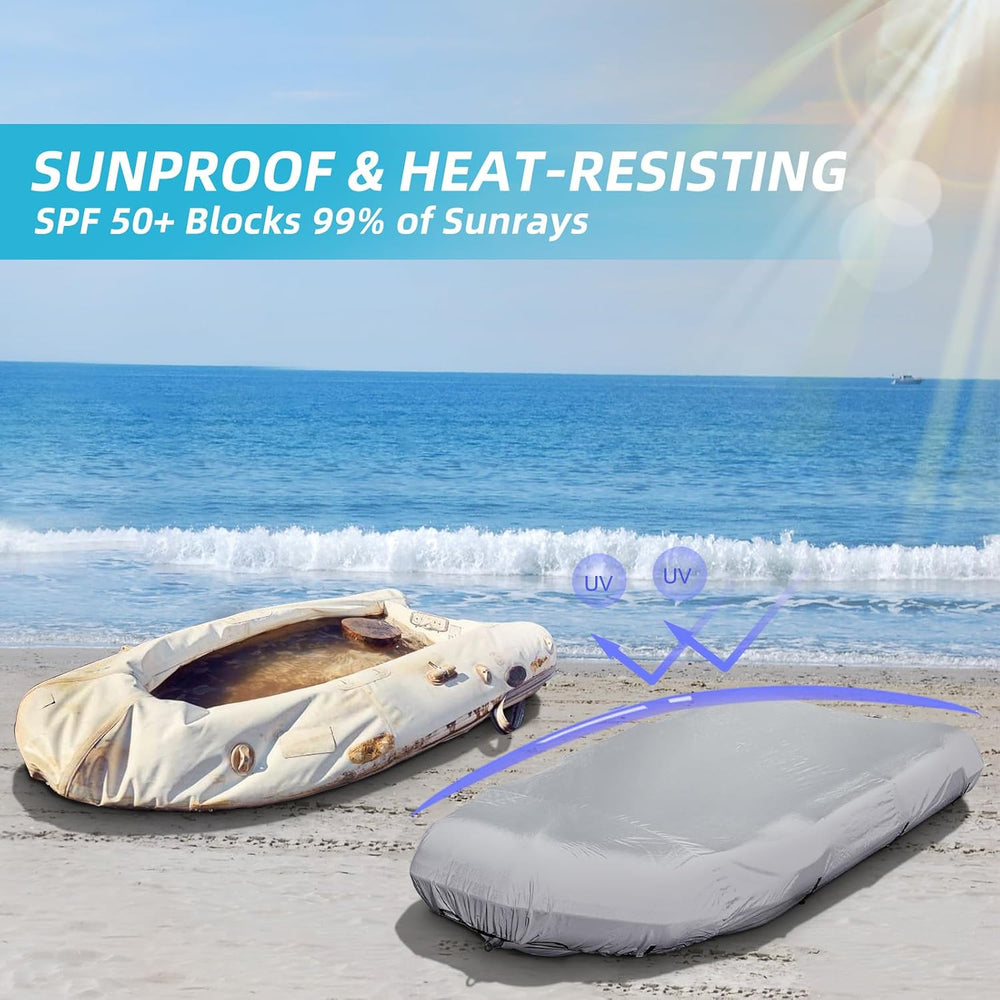 600D Marine Grade Fade and Tear Resistant Dinghy Cover, Gray 9.5'-10.5...