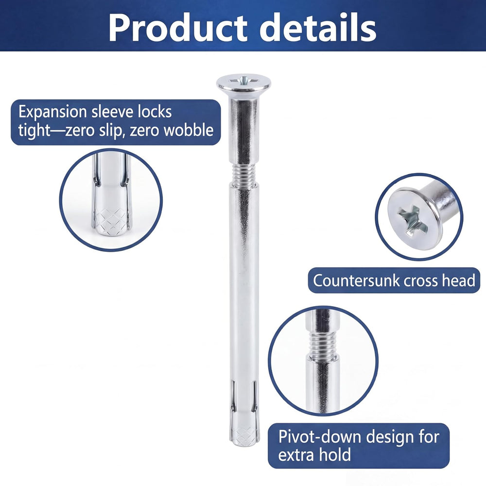25 Pack 3/8" x 4" Flat Head Sleeve Anchors