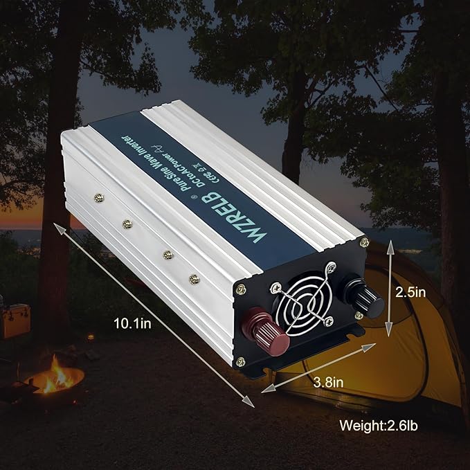 WZRELB 1000W Pure Sine Wave Inverter 36V DC to 110V 120V AC, Car Power Inverter