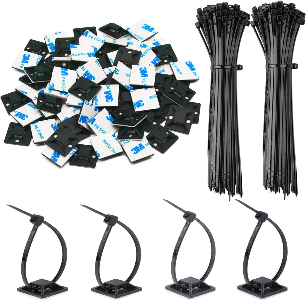 30 Pack 2 inch Zip Tie Adhesive Mounts Self Adhesive Cable Tie Base Holders w...