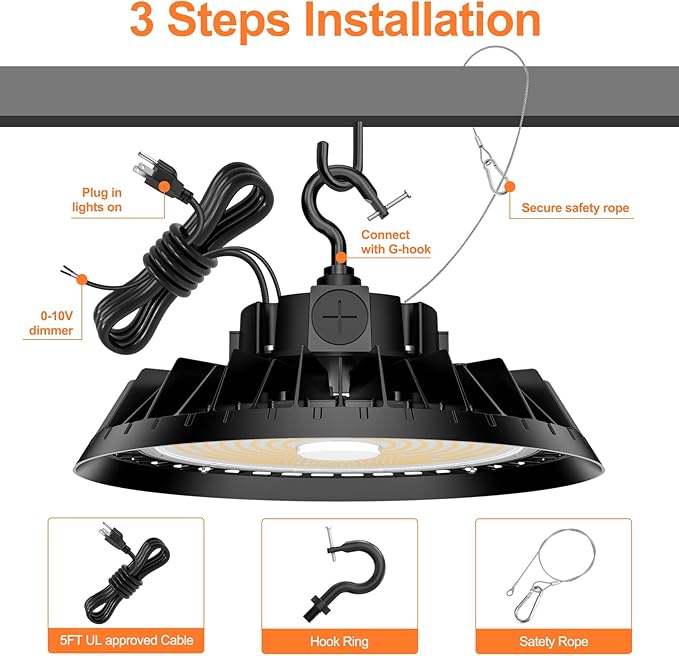 9Pack LED High Bay Lights, 240W UFO High Bay LED Shop Lights, 36000LM