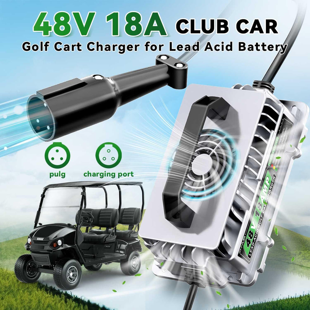 48 Volt 18 AMP Golf Cart Battery Charger for Club Car 3-Pin Round Plug for 48...