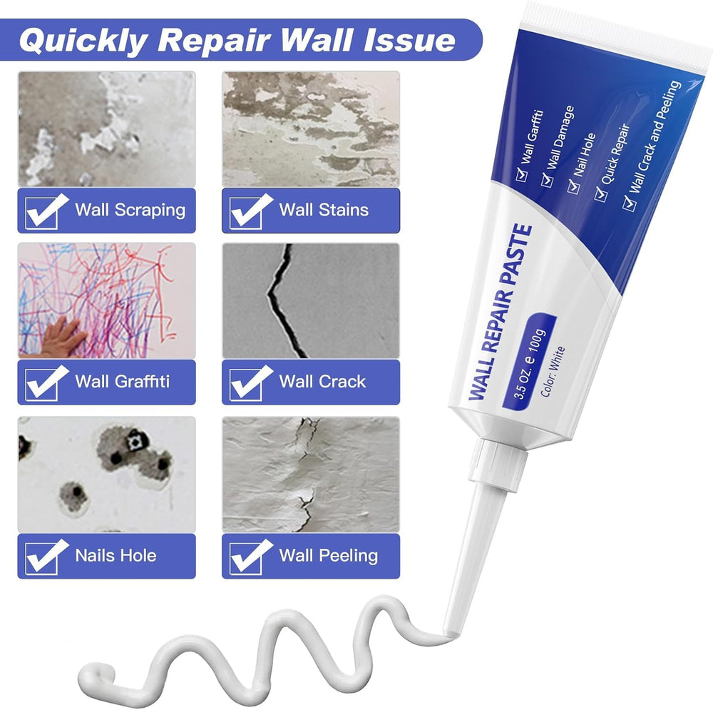 SEISSO Drywall Repair Kit, Wall Mending Agent*3(100g), Wall Patch*4, Scraper ...