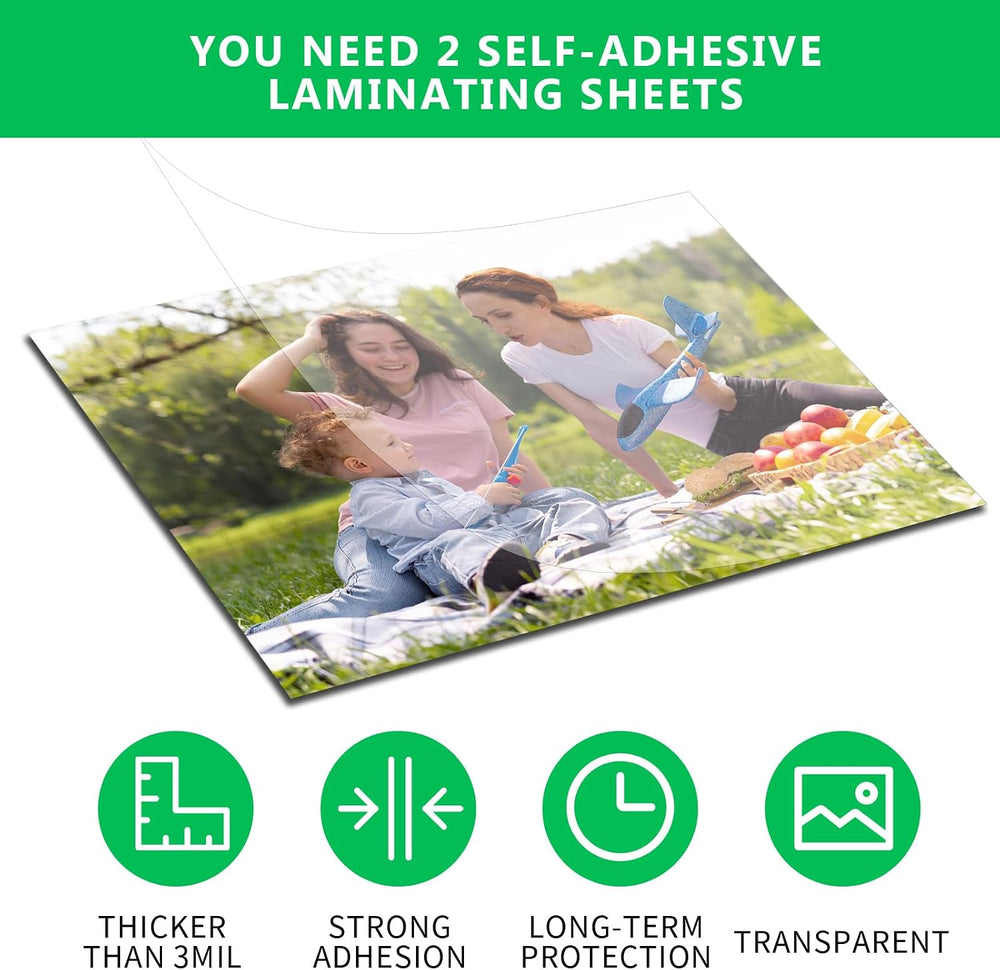 100 Pcs Matte Self Adhesive Laminating Sheets, 8.4 x 12.2 Inches Matte Finish...