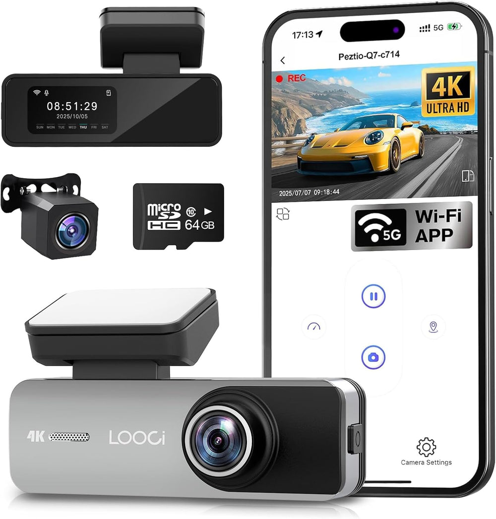 4K Dash Cam Front and Rear, HDR Night Vision, Parking Mode,App Control