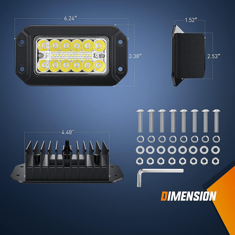 Nilight Flush Mount LED Light Pods 2PCS 6 Inch 39W Upgraded Spot Flood Combo ...